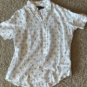 Polo by Ralph Lauren White Anchor-Print Short-Sleeve Shirt M